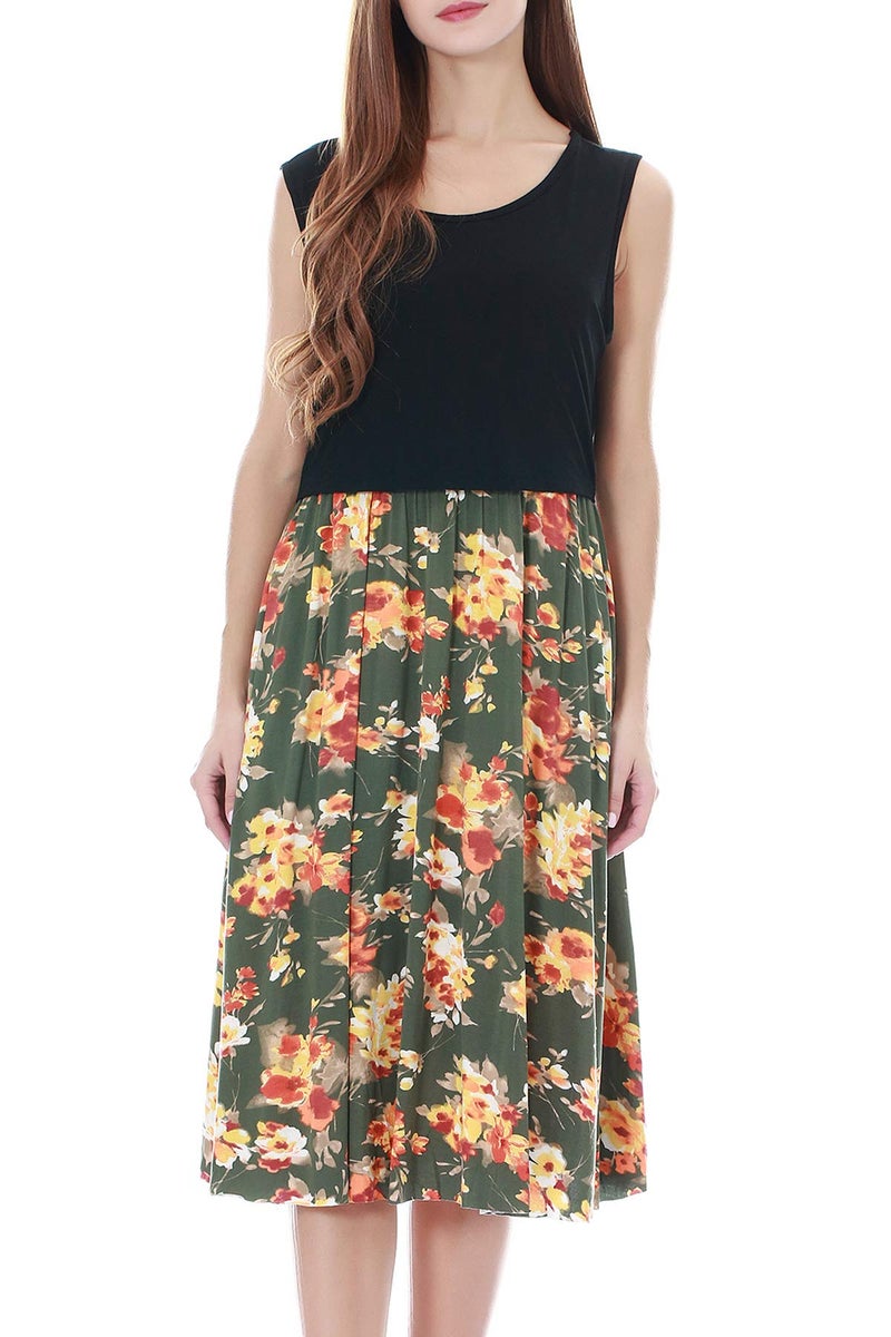 Smallshow Women's Sleeveless Nursing Dresses Patchwork Maternity Breastfeeding Dress SVP089 Medium - Image 2